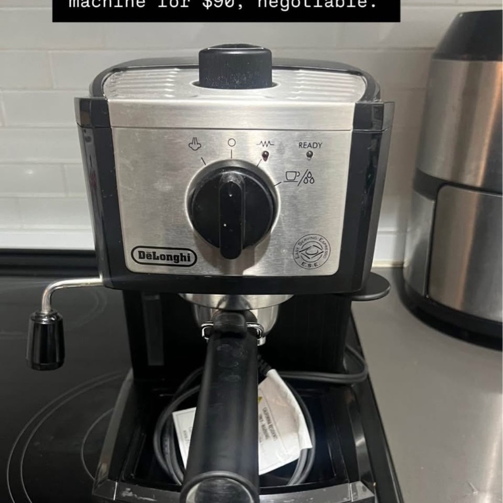 DeLonghi Black and Silver Espresso Machine